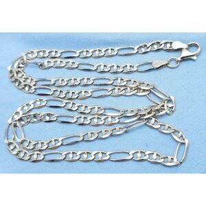 14K Solid Two Tone Multi Color Gold Diamond Cut Figaro Link Chain Necklace 23.5"